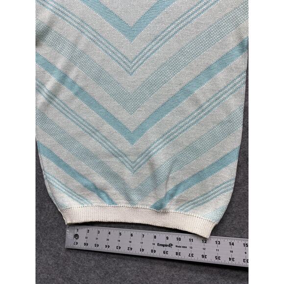 Vintage Separate Scene Sweater Womens Medium Aqua Cream Chevron Cap Sleeve USA - Picture 3 of 8